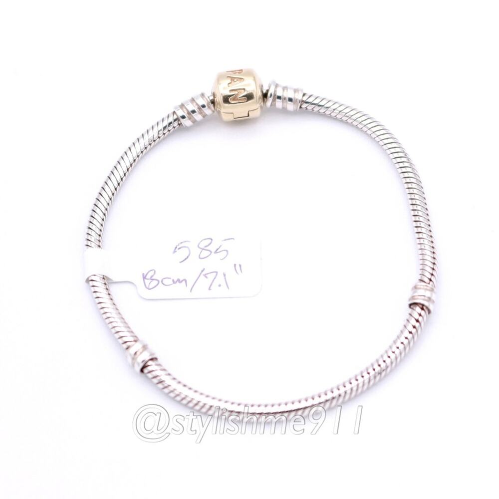 Authentic PANDORA Sterling Bracelet with 14K Gold Clasp - 590702-HG-B - Picture 10 of 11